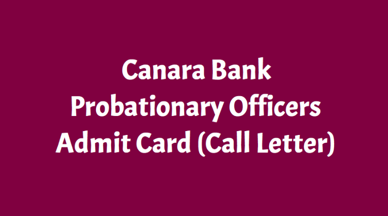 Canara Bank PO Probationary Officers Ad
